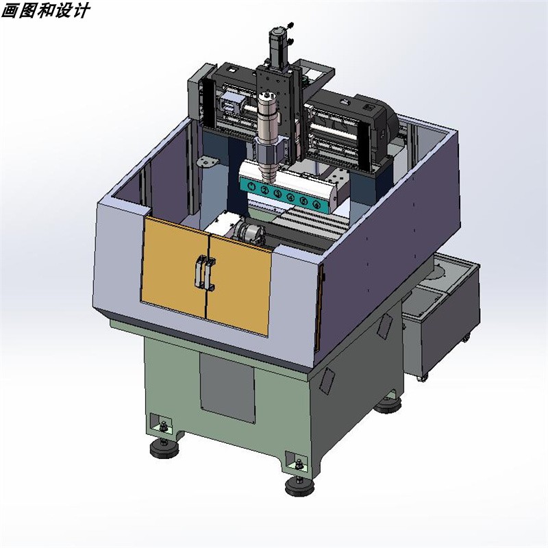 雕刻机直排刀库第四轴 X2723  3D图纸 机械设计素材 SW模型