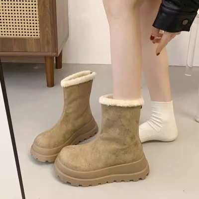 大码雪地靴女41到43宽胖脚女鞋冬季短靴厚底勃肯靴子加绒保暖棉鞋