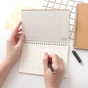 尼家●A5工作效率手册牛皮本月计划线圈本打卡本手帐记事笔记本子