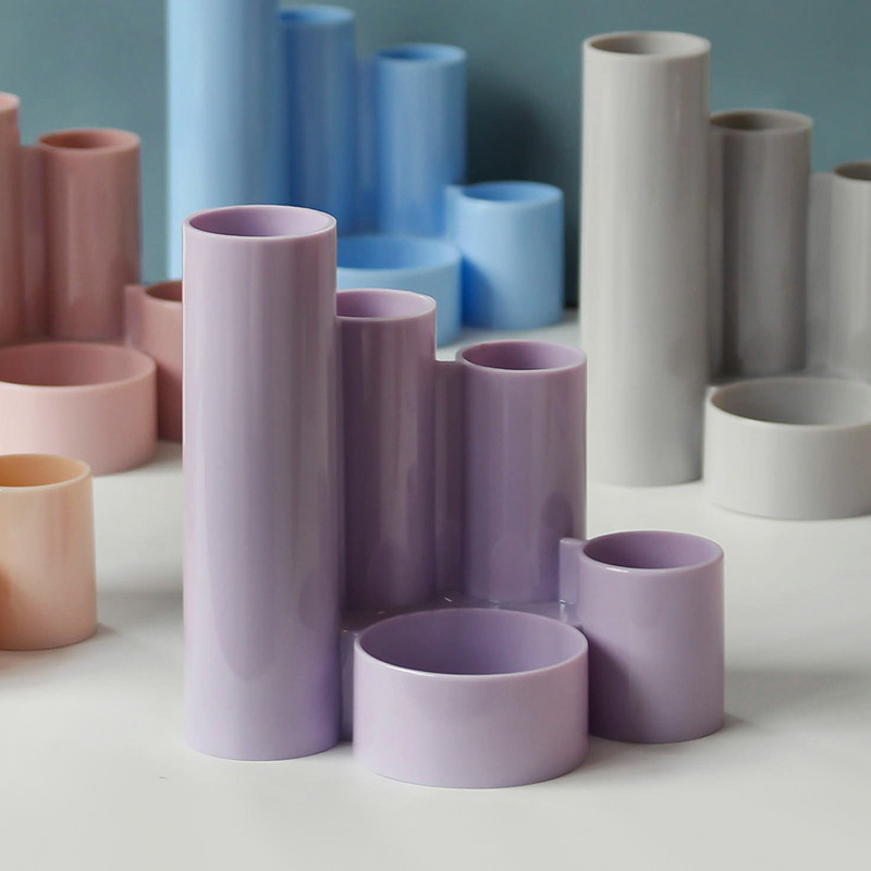 莫兰迪ins北欧风笔筒 小众装饰化妆刷桶五格多功能学生桌面收纳盒,文具电教/文化用品/商务用品,笔筒,淘宝优惠券,粉丝福利购,淘宝优惠卷