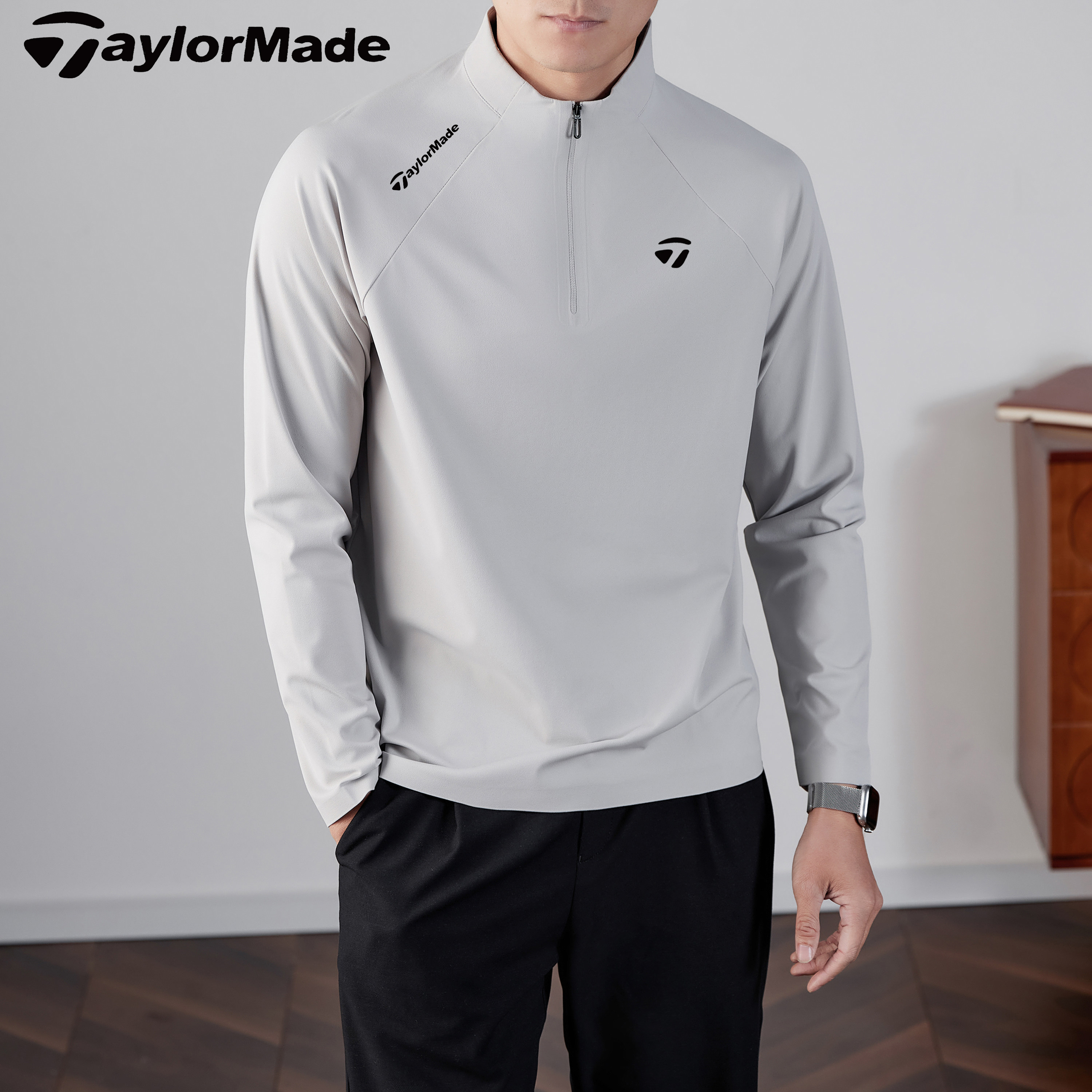 泰勒梅高尔夫服装2026春夏新款男士长袖打底衫透气运动速干t恤男