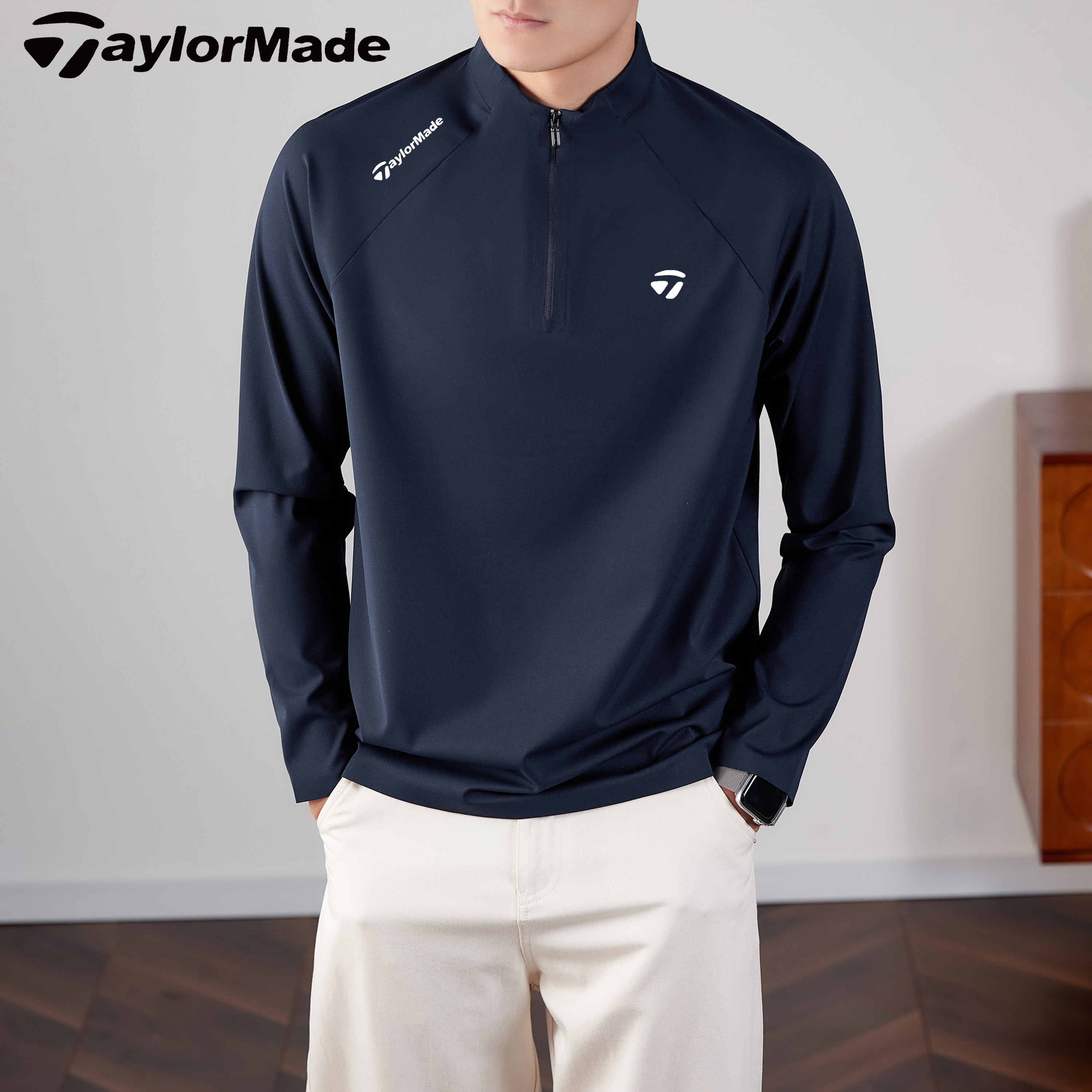 泰勒梅高尔夫服装2026春夏新款男士长袖打底衫透气运动速干t恤男