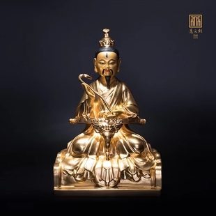 道文创 明版复制玉清真王雷祖铜像铜鎏金像摆件