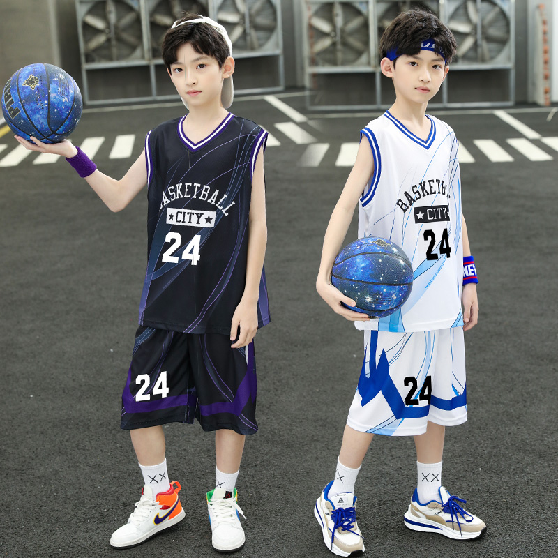 儿童篮球服背心套装男童24号科比球衣夏学生训练速干透气队服无袖