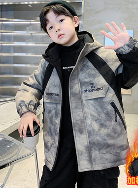 男童冬装加厚外套风衣派克服棉衣