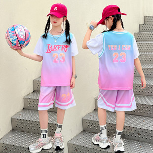 女童篮球服套装夏季速干球衣女生儿童夏装短袖女孩运动训练服女款