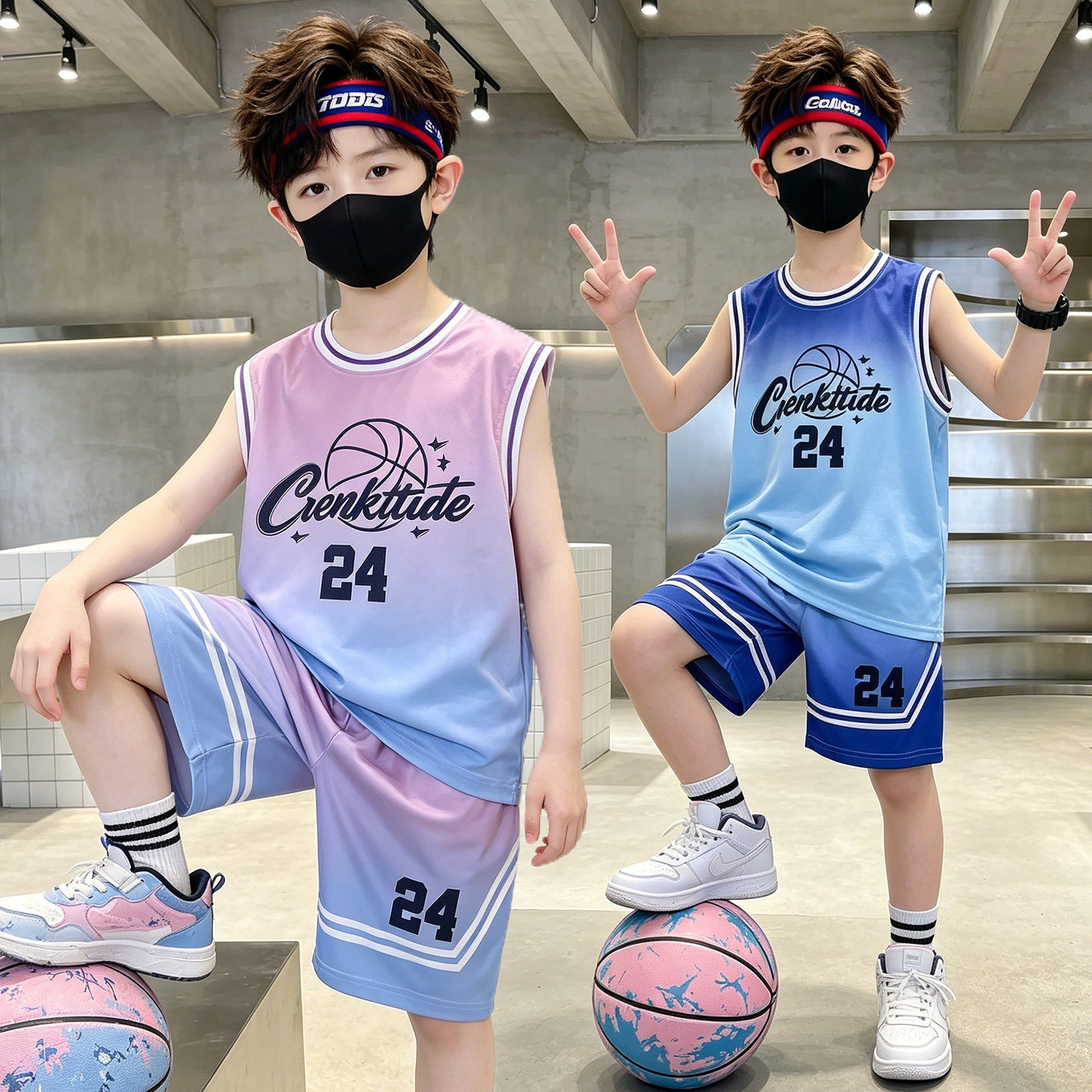 男童24号篮球服夏装运动透气无袖背心球衣套装两件套中大儿童装