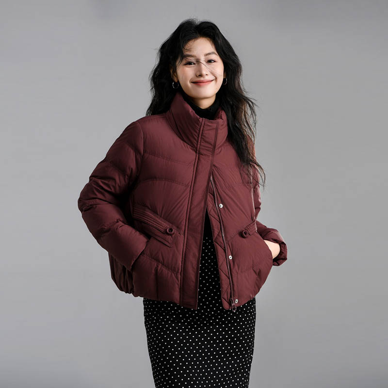 秋冬短款时尚小个子羽绒服女2025新款立领文艺复古显瘦90鸭绒外套
