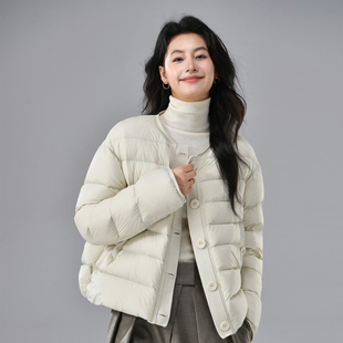 2025冬季新款韩版90鸭绒女短款圆领气质保暖显瘦百搭羽绒服外套潮