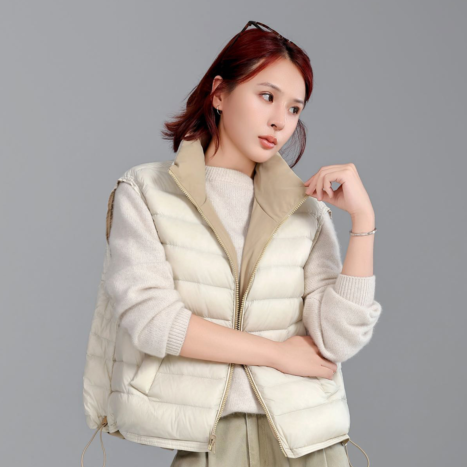 轻奢新款90绒两面穿显瘦马甲服女