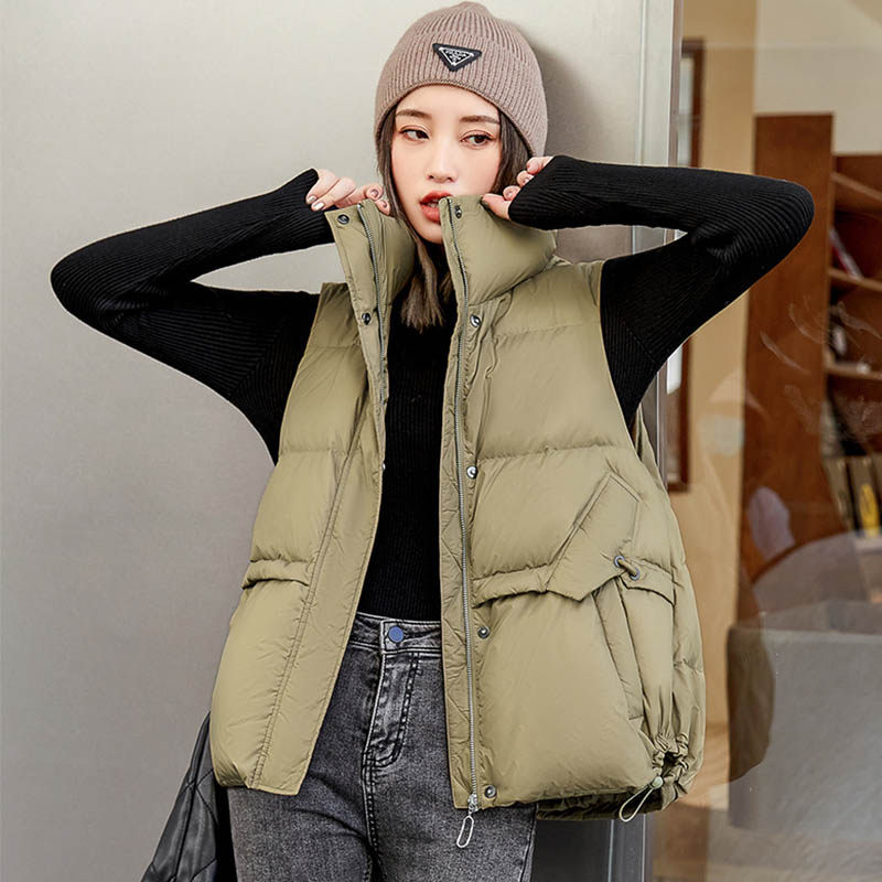休闲宽松羽绒服马甲女2025秋冬爆款短款立领保暖上衣马夹纯色背心