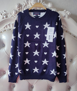 打底衫 线衣修身 加厚棉线学生大童 纯棉毛衣女圆领套头秋冬季 清仓