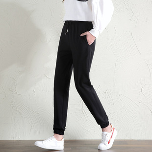 2021春款运动裤女纯棉灯笼长裤子卫裤女休闲裤大码宽松胖mm阔腿裤