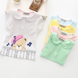 断码清仓 宝宝夏季半袖女童夏天纯棉短袖 韩版儿童夏天娃娃领T恤