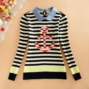 特价少女装春秋季薄款毛衣百搭甜美娃娃领套头上衣学生秋衣女初中