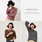 茉莉雅集复古腔调意大利全山羊绒打底长袖 条纹针织套衫 WZT06134