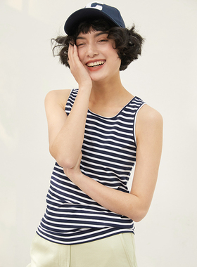 茉莉雅集经典升级弹力有机棉圆领无袖背心T恤 MZETX153