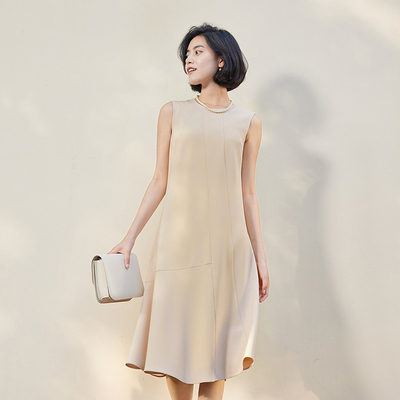 茉莉雅集清爽抗皱易打理日本三醋酸垂顺无袖连衣裙WLQ07007