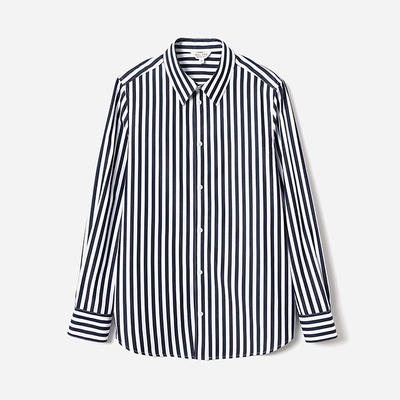 茉莉雅集埃及长绒棉条纹白衬衫