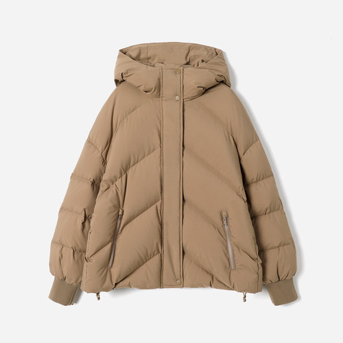 茉莉雅集意大利OLMETEX棉感料可追溯95白鹅绒连帽羽绒服WYR07124