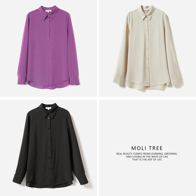 日本三醋酸经典翻领长袖衬衫