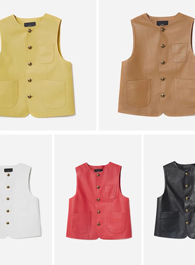 茉莉雅集 意大利Bonaudo无涂胎牛皮无袖马甲 WPY06057