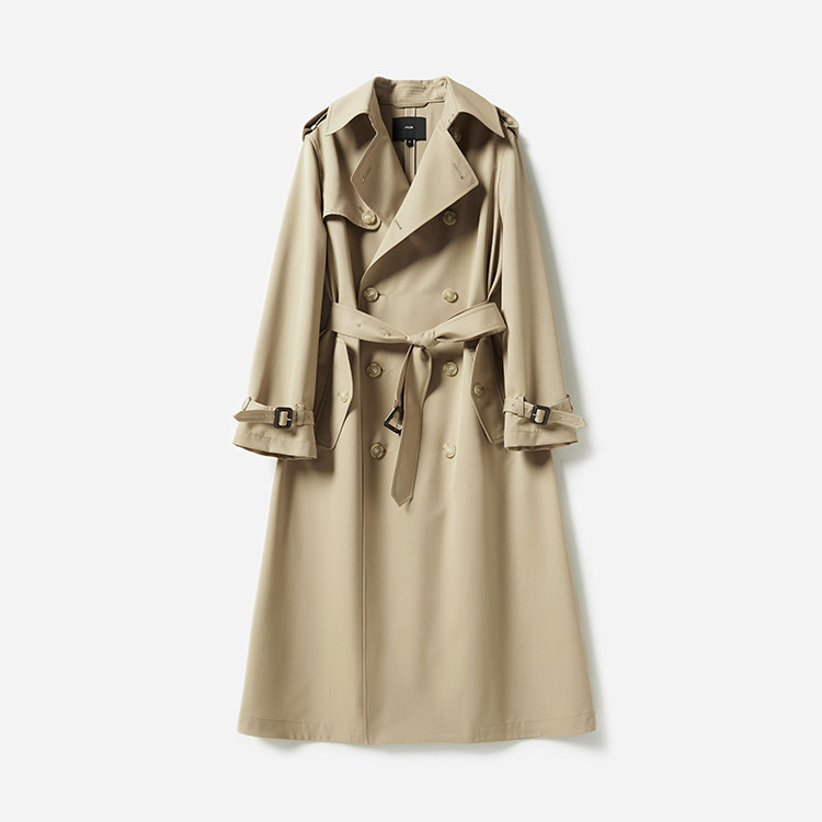 茉莉雅集0119 防风拒水optim真丝羊毛双排扣长袖风衣女 wfy06019