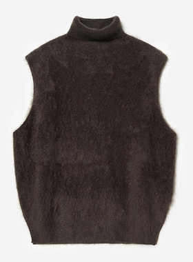 茉莉雅集 KVSS拉绒全羊绒高领盖袖叠穿百搭针织背心女 WZT06308