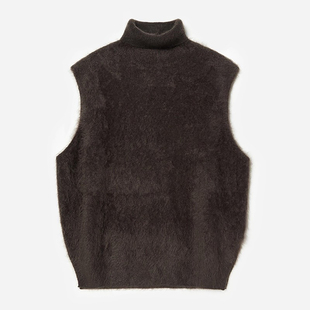 茉莉雅集 KVSS拉绒全羊绒高领盖袖叠穿百搭针织背心女 WZT06308