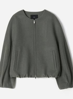 茉莉雅集无拘束的温暖圆领意大利全羊绒减龄花苞短外套WWT08261