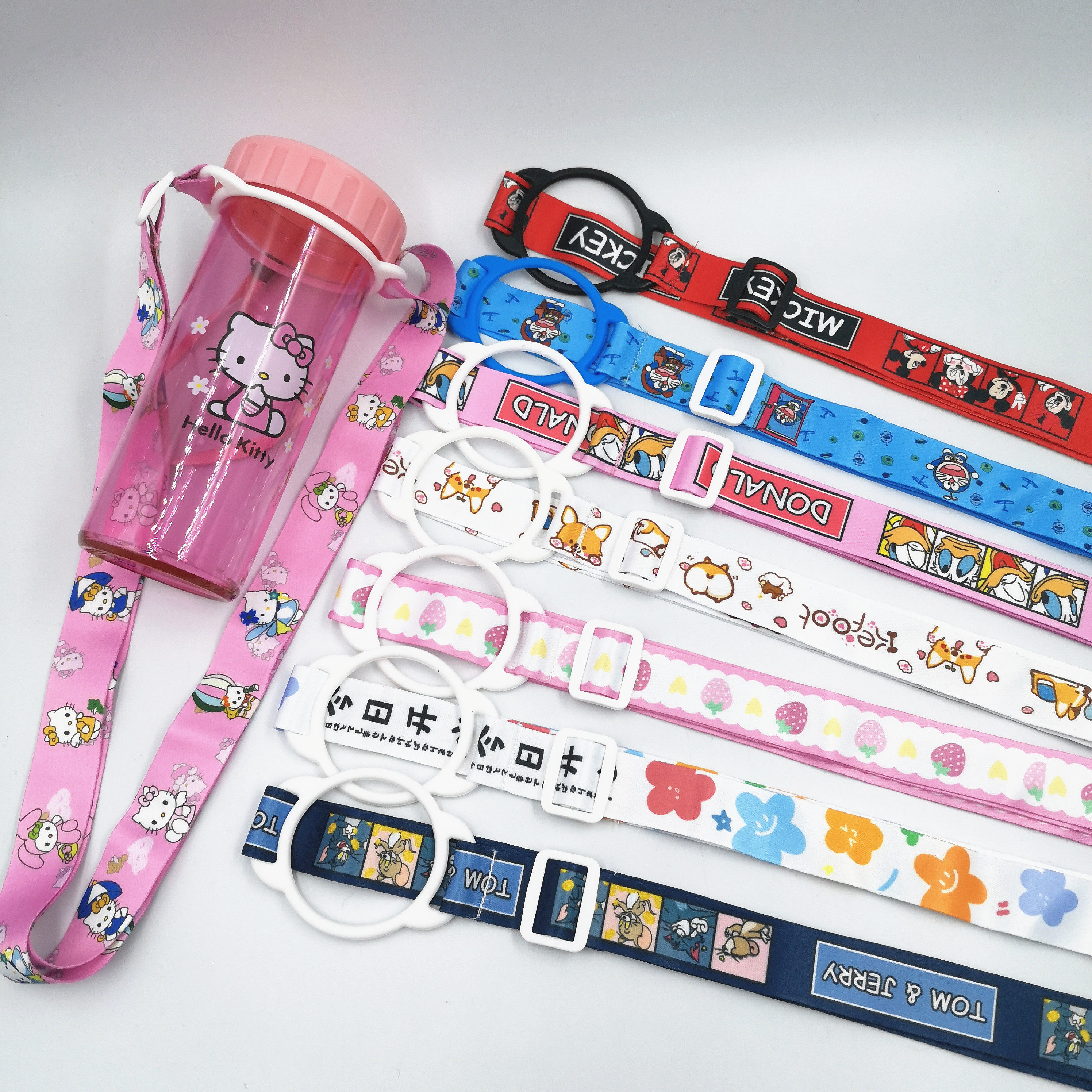 水杯奶瓶手柄杯奶茶背带挂绳芝麻街便携水瓶带斜跨卡通加宽2.5cm