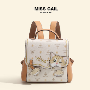 复古双肩包可爱猫咪背包 MISS GAIL正品