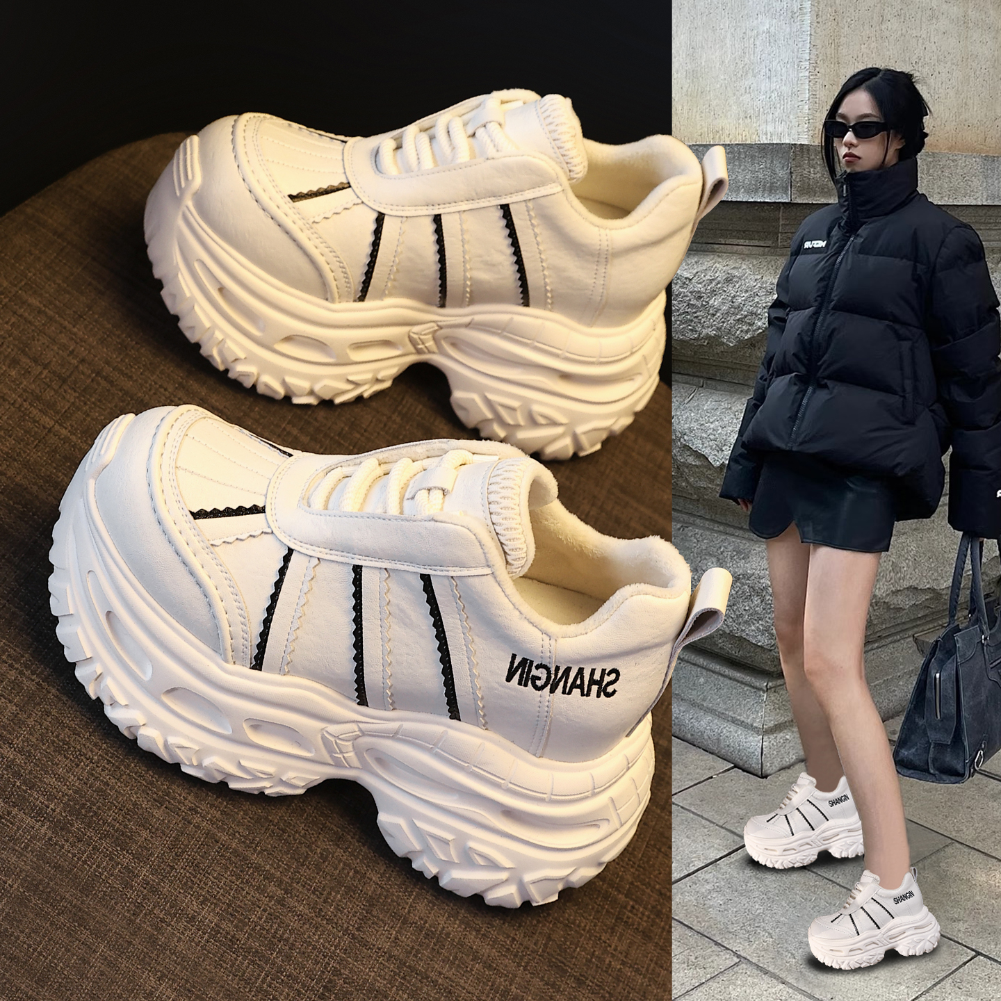 老爹鞋女2025新款加绒运动鞋休闲