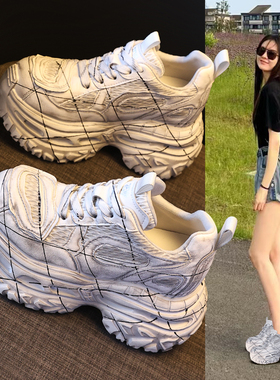 厚底真皮老爹鞋女2025秋季新款复古风小个子内增高9cm休闲鞋单鞋