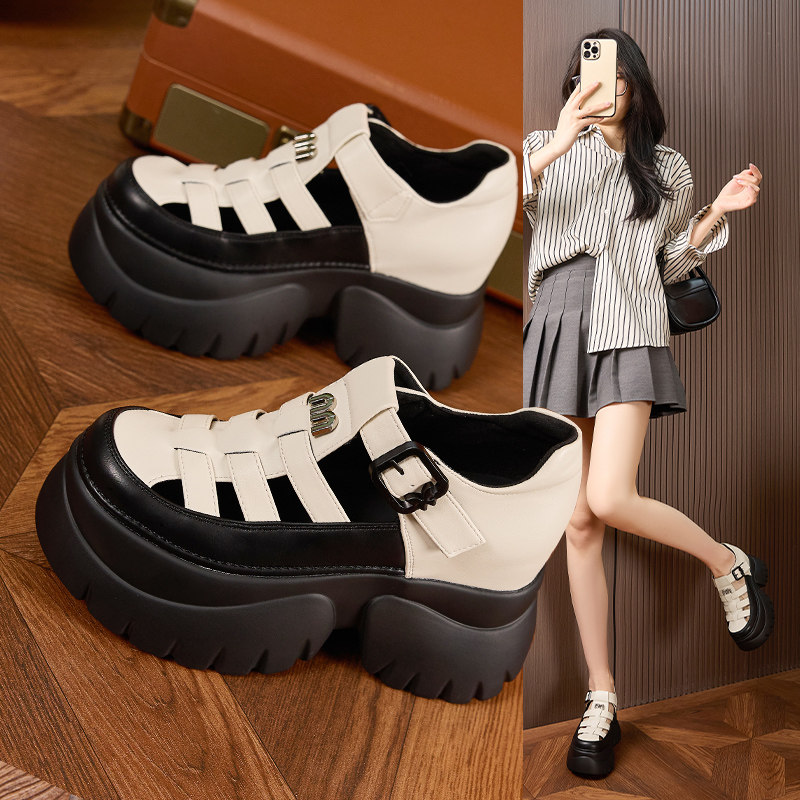 小个子内增高10cm厚底凉鞋女2026夏季新款镂空透气洞洞鞋百搭高跟