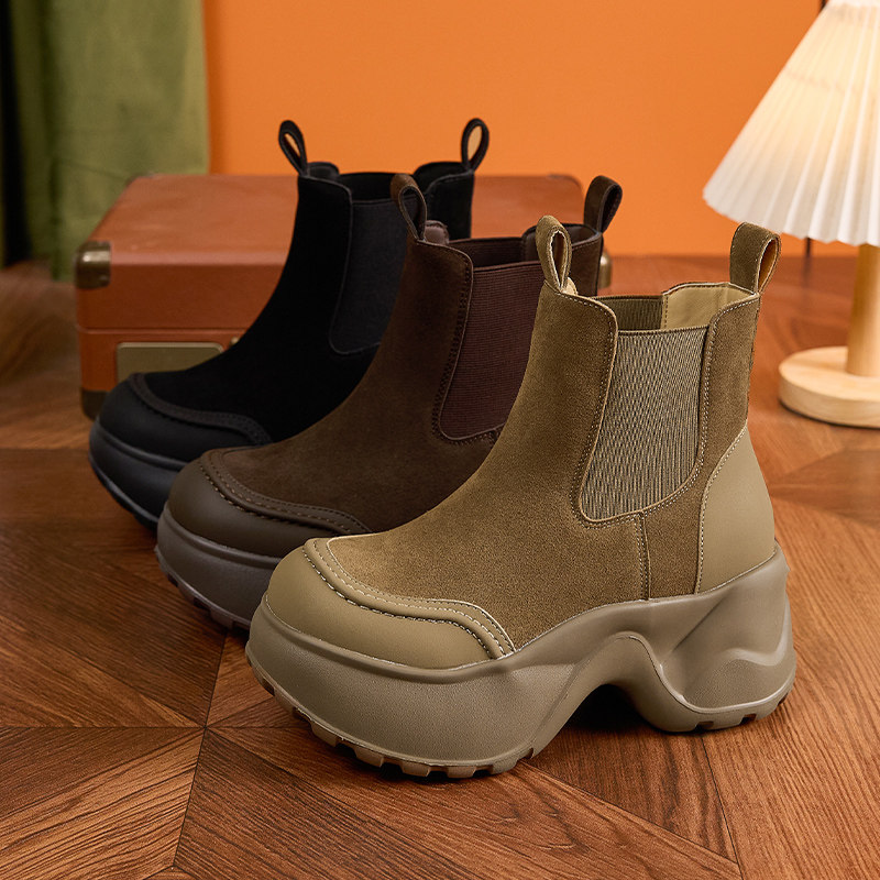 小个子内增高8cm烟筒靴女短靴秋冬加绒加厚保暖松糕厚底马丁靴女,女鞋,烟筒靴,淘宝优惠券,粉丝福利购,淘宝优惠卷