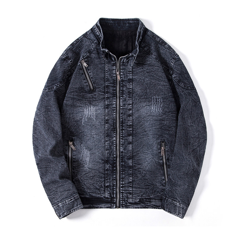 JK1823-P100美式复古做旧水洗牛仔外套男春秋季新款潮牌机车夹克，男装夹克，电商D310B