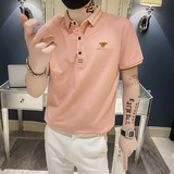 82380-P35翻领短袖t恤男士新款刺绣韩版修身社会精神小伙衫，男装Polo衫，电商D310B