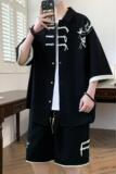 tz24323-特P60新中式风短袖短裤套装男夏季潮牌休闲衬衫男穿搭，男装衬衫，电商D310B