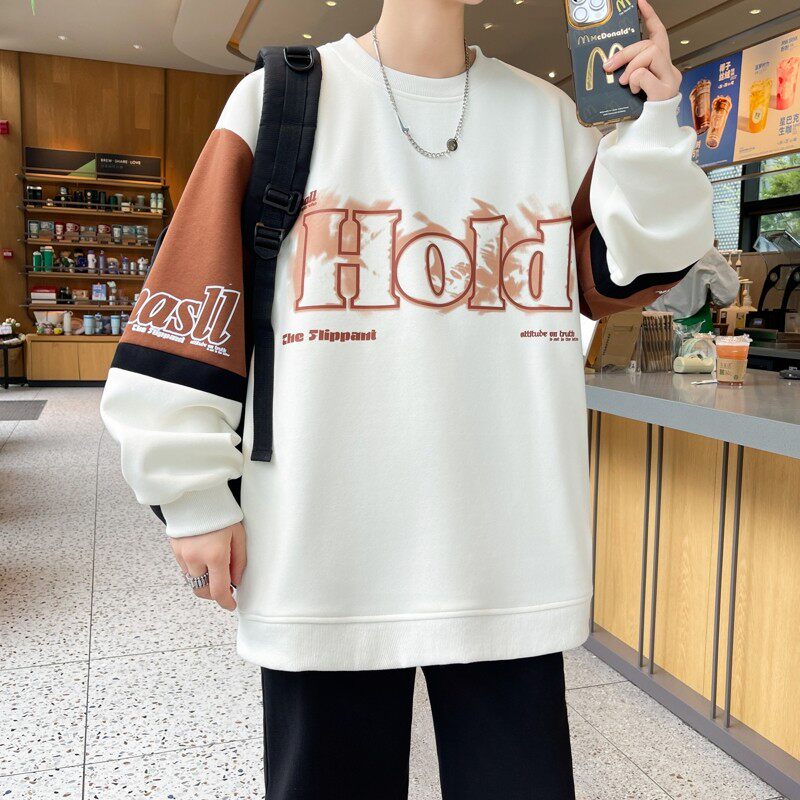 W24217-P40秋季休闲卫衣男长袖T恤打底衫港风宽松外套，男装卫衣，电商D310B