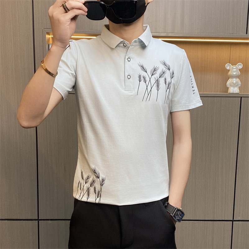 PL010-特P35控55T恤男薄款修身韩版短袖polo衫男士牌麦穗设计,男装Polo衫,电商D310B