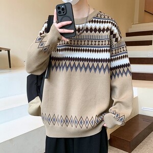 84728-P65 秋冬休闲圆领毛衣男针织打底衫图片