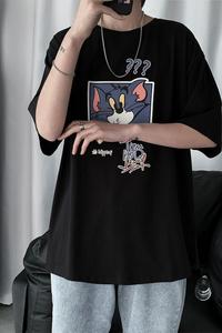 TX02-P25猫和老鼠短袖T恤男生夏季青少年初中生潮牌重磅情侣