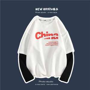 8539-P45情侣装外套印花长袖卫衣韩假两件情侣班服图片