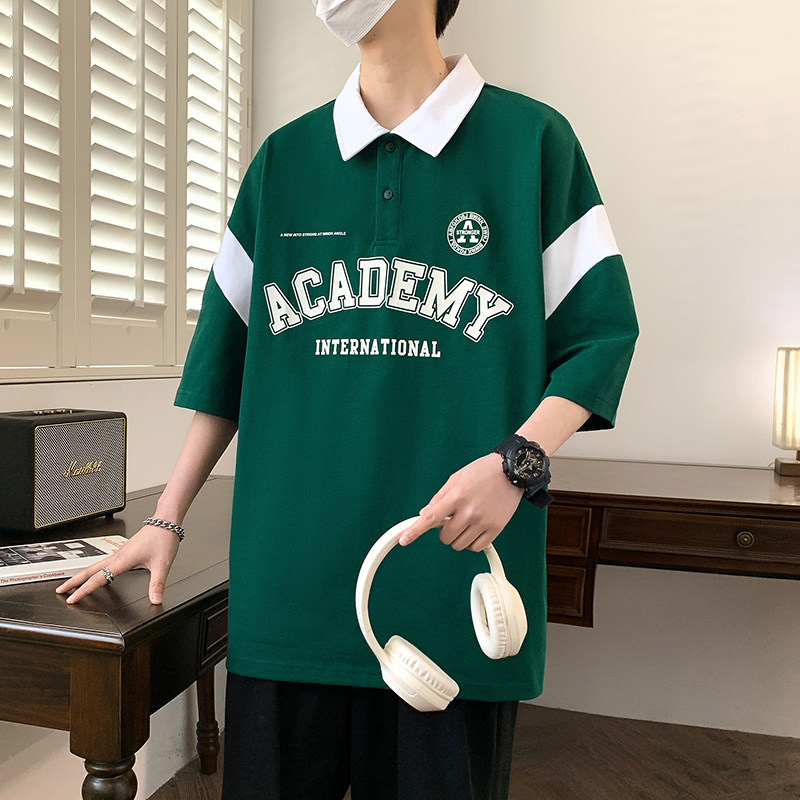 84068-P40青少年男短袖t恤新款夏季翻领衫学生宽松半袖休闲,男装T恤,电商D310B