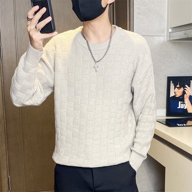 8525-特P40男士圆领针织衫加厚保暖纯色套头线衣打底衫帅气,男装针织衫/毛衣,电商D310B