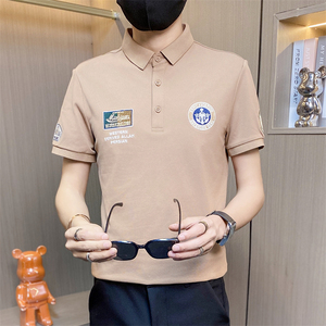 PL050-特P40撞色刺绣t恤男夏季修身短袖polo衫潮流翻领半袖图片