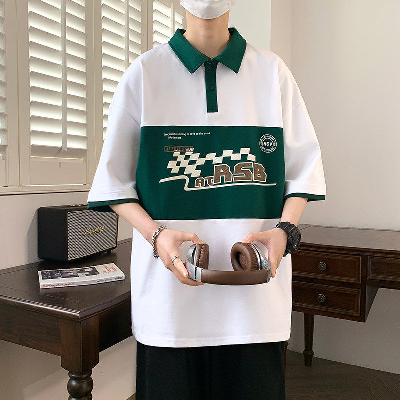 84061-P40衫男短袖夏季潮流宽松撞色上衣港风潮牌学生,男装T恤,电商D310B