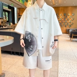TZ24320-特P60风潮高级感短袖衬衣休闲短裤青少年运动套装，男装休闲套装，电商D310B