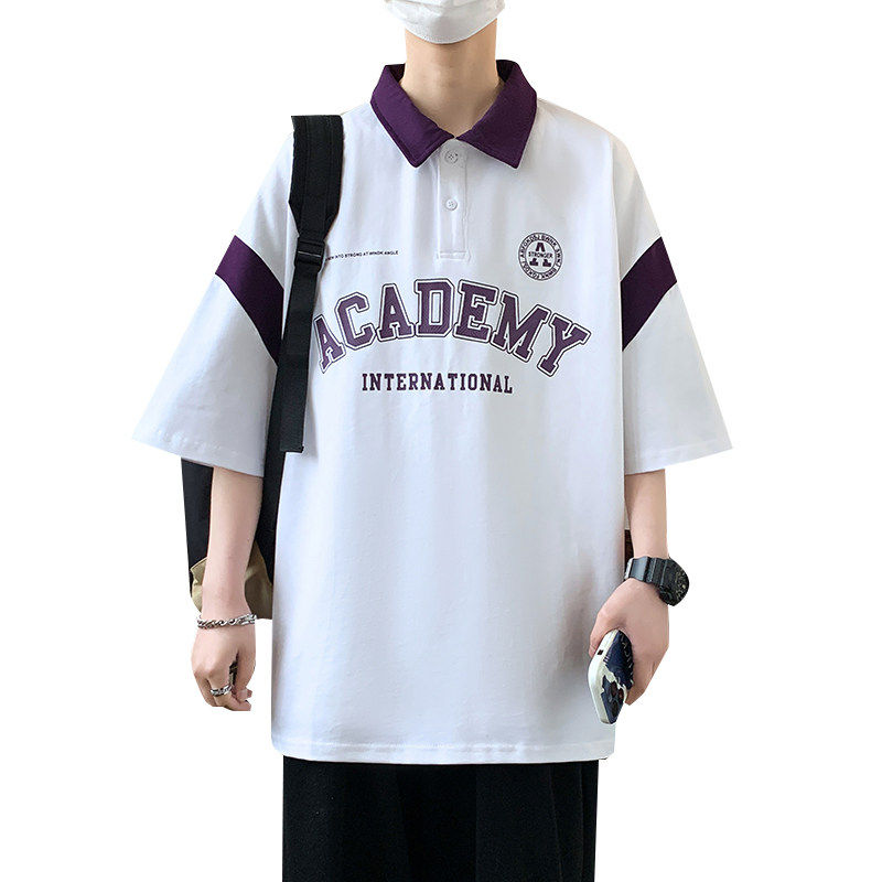 84068-P40衫男短袖夏季简约潮流百搭t恤上衣服宽松学院风,男装T恤,电商D310B